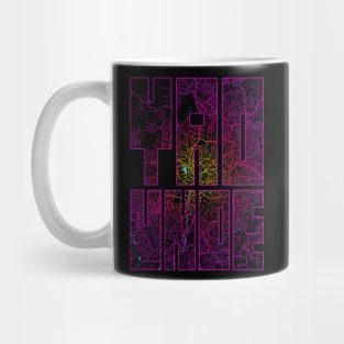 Yaounde, Cameroon City Map Typography - Neon Mug